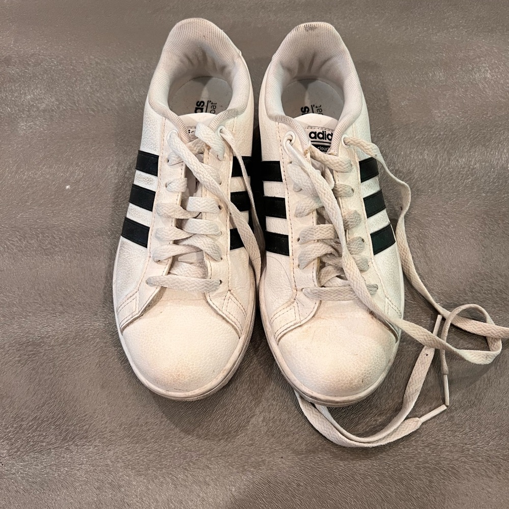 Adidas 3 stripe black and white sneakers. Size 6.5